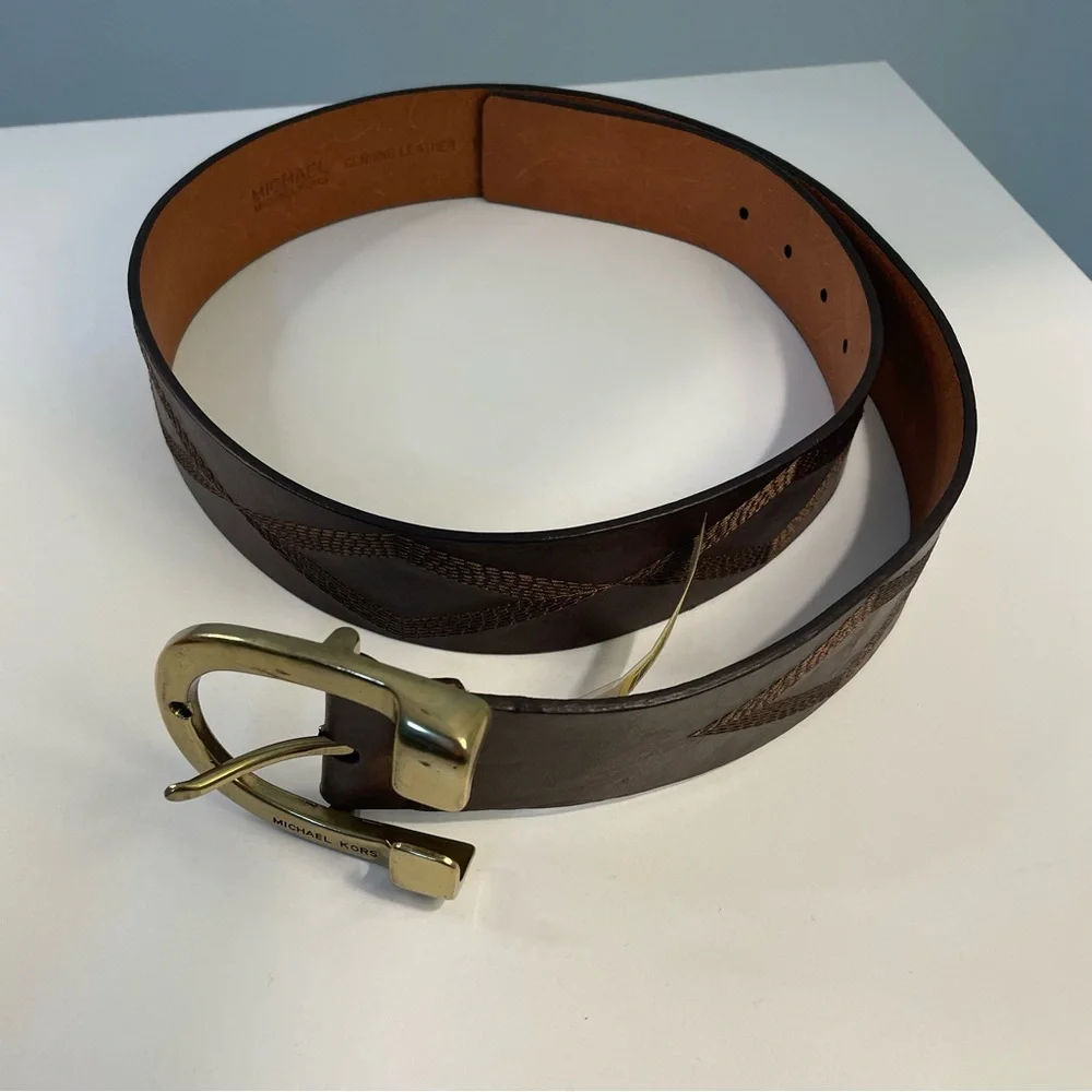Michael Kors Brown Leather Belt Size Large